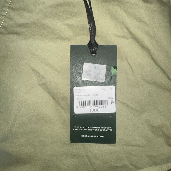 Rodd & Gunn Baylys Beach Men's 9" Inseam Cotton Resort Shorts - Green. Size 30.4 - Picture 9 of 9